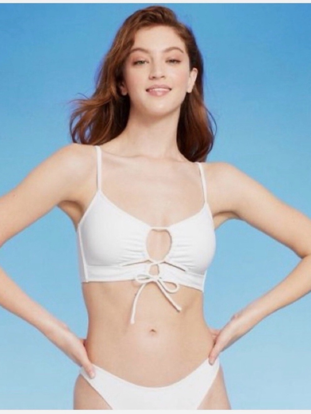 Wild Fable Lace-Up Longline Bikini Top